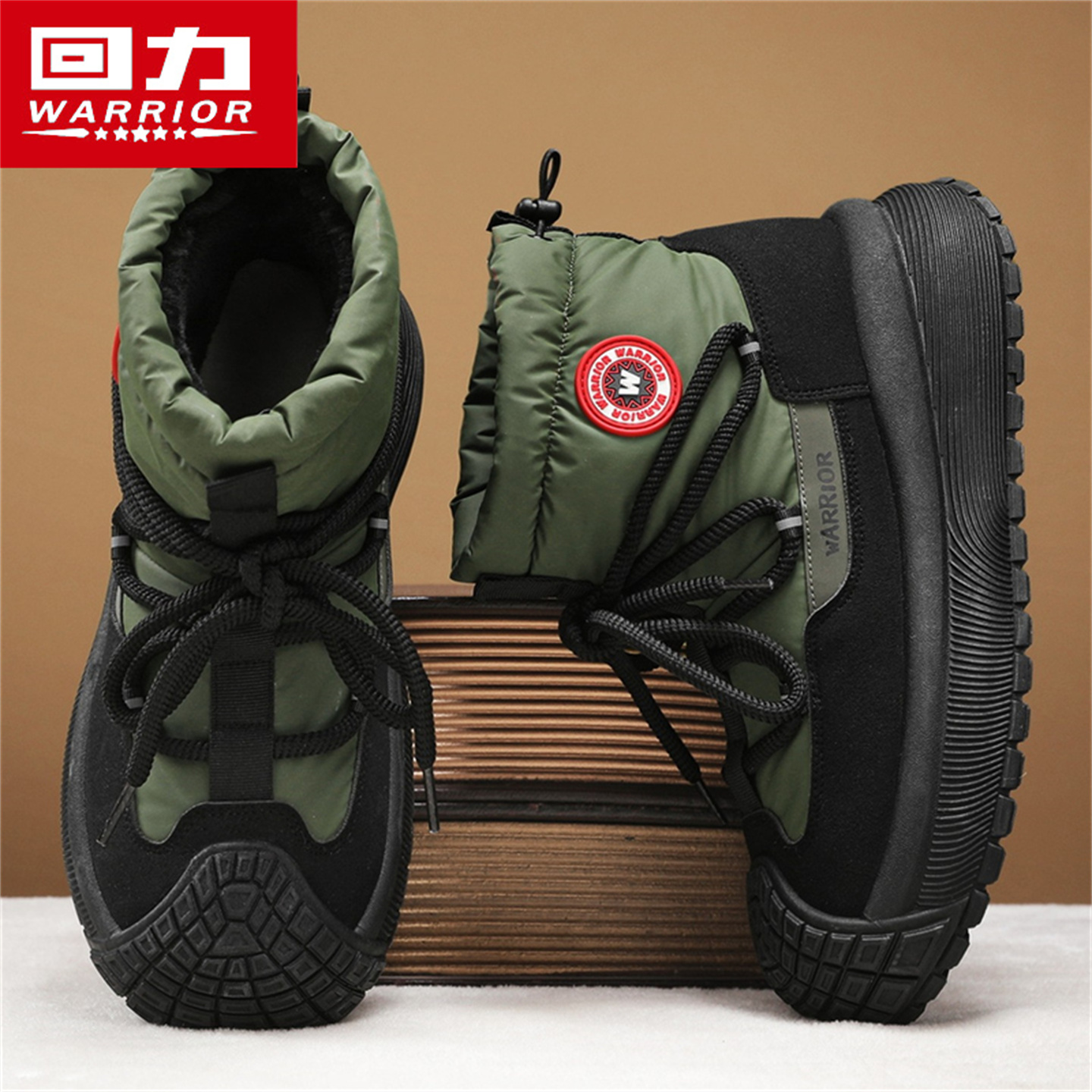 回力防水雪地靴男士冬季加绒加厚保暖皮毛一体短筒棉鞋男士棉靴子主图