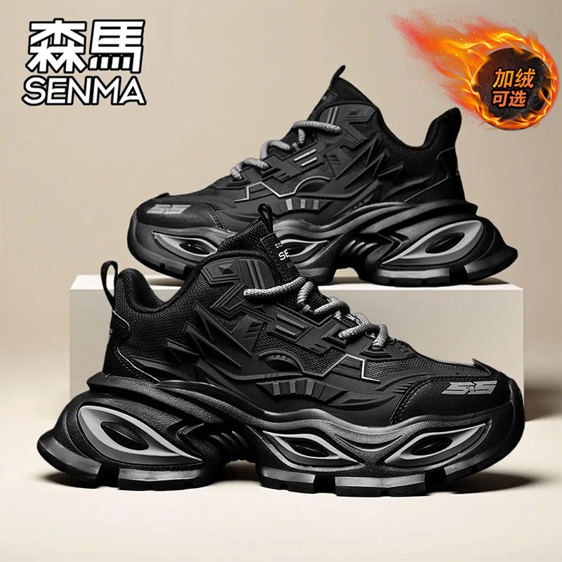 森马男鞋2025秋冬季新款高帮厚底增高8cm老爹鞋男士运动休闲潮鞋主图