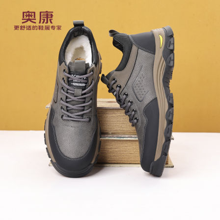 奥康 男鞋2025冬季加绒羊毛棉鞋男士真皮户外休闲登山爸爸工装鞋H
