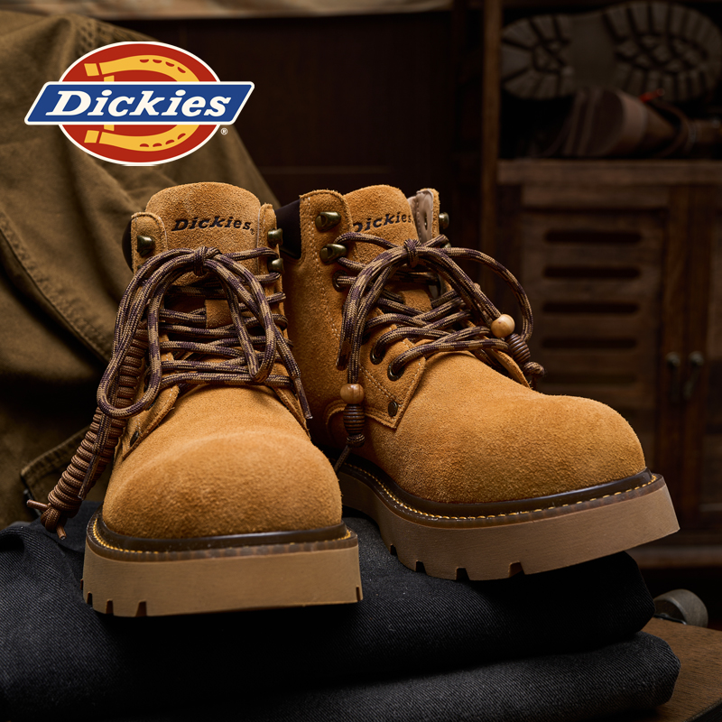 Dickies大黄靴男款2025新款冬季中帮男士工装靴子厚底德比马丁靴主图
