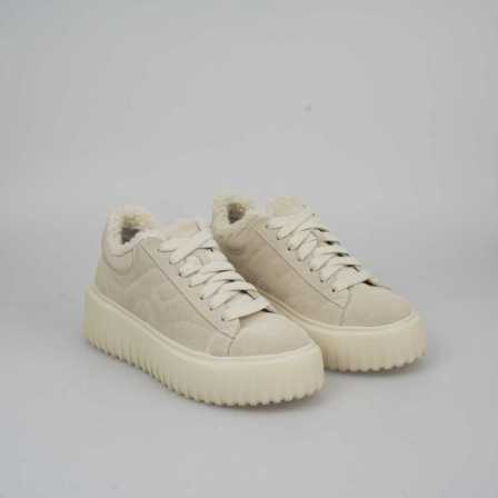 宁儿Lynn牛皮厚底休闲鞋女羊毛内里保暖季加绒松糕底运动板鞋846