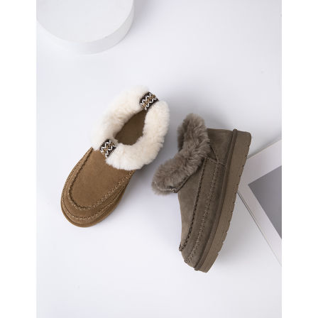 K姐 麋鹿雪地靴 真皮羊毛保暖北欧风雪地靴