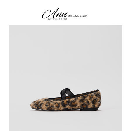 ANN法式豹纹浅口单鞋女2025年秋冬新款交叉绑带低跟毛毛玛丽珍鞋