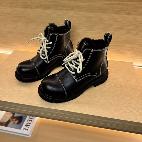 系带拼色圆头时尚英伦风复古休闲百搭女皮鞋东C主图