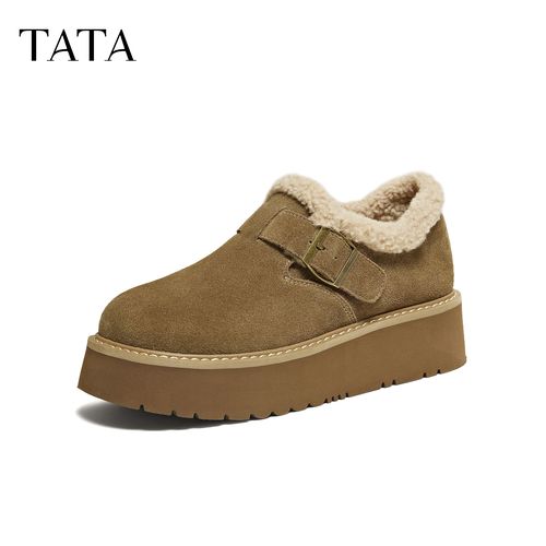 TATA他她2025冬新款复古保暖加绒勃肯鞋厚底休闲百搭女鞋JYV01DM5主图