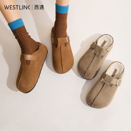 西遇一脚蹬勃肯鞋半拖女2025新款秋季懒人包头拖鞋增高厚底吐司鞋