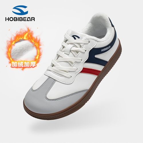 HOBIBEAR男士2025秋冬季新款男鞋百搭中帮加绒保暖宽楦低帮休闲鞋主图