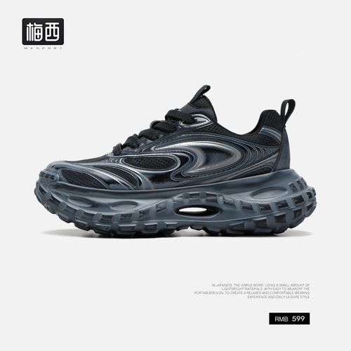 【梅西】Sea salt海盐蓝复古老爹鞋休闲增高擦色脏脏透气男鞋LW5063主图