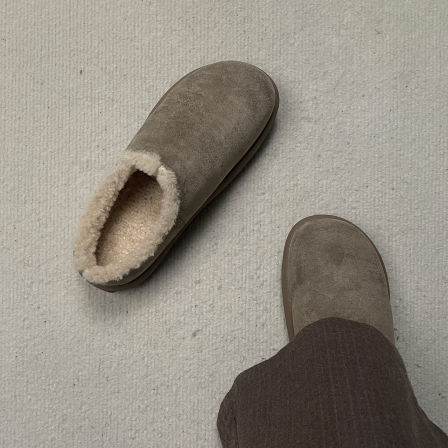 冬季加绒雪地棉靴勃肯全包懒人半拖鞋男女穆勒户外休闲情侣毛毛鞋