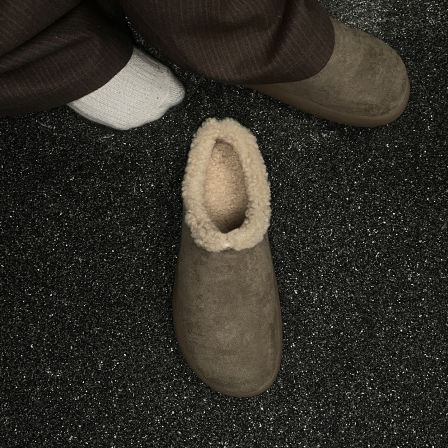 雪地棉靴男士2025新款冬季加绒勃肯全包懒人穆勒户外休闲毛毛棉鞋