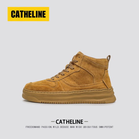 美国CATheline高帮马丁靴男款秋季真皮运动鞋小麦色工装板鞋男士