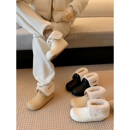 葡萄妈studiolee 两穿小歪头扣带内增高毛毛保暖短筒雪地靴女冬