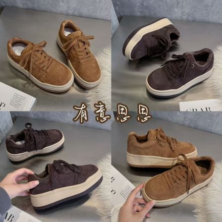 有意思思女鞋“学院风2.0”加绒鞋子舒适软底时尚百搭厚底休闲板鞋