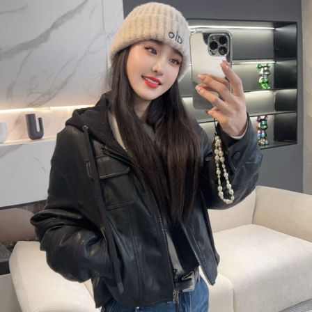 【​​慕尼黑夜】2025秋冬新款时尚休闲连帽皮羽绒外套H5911