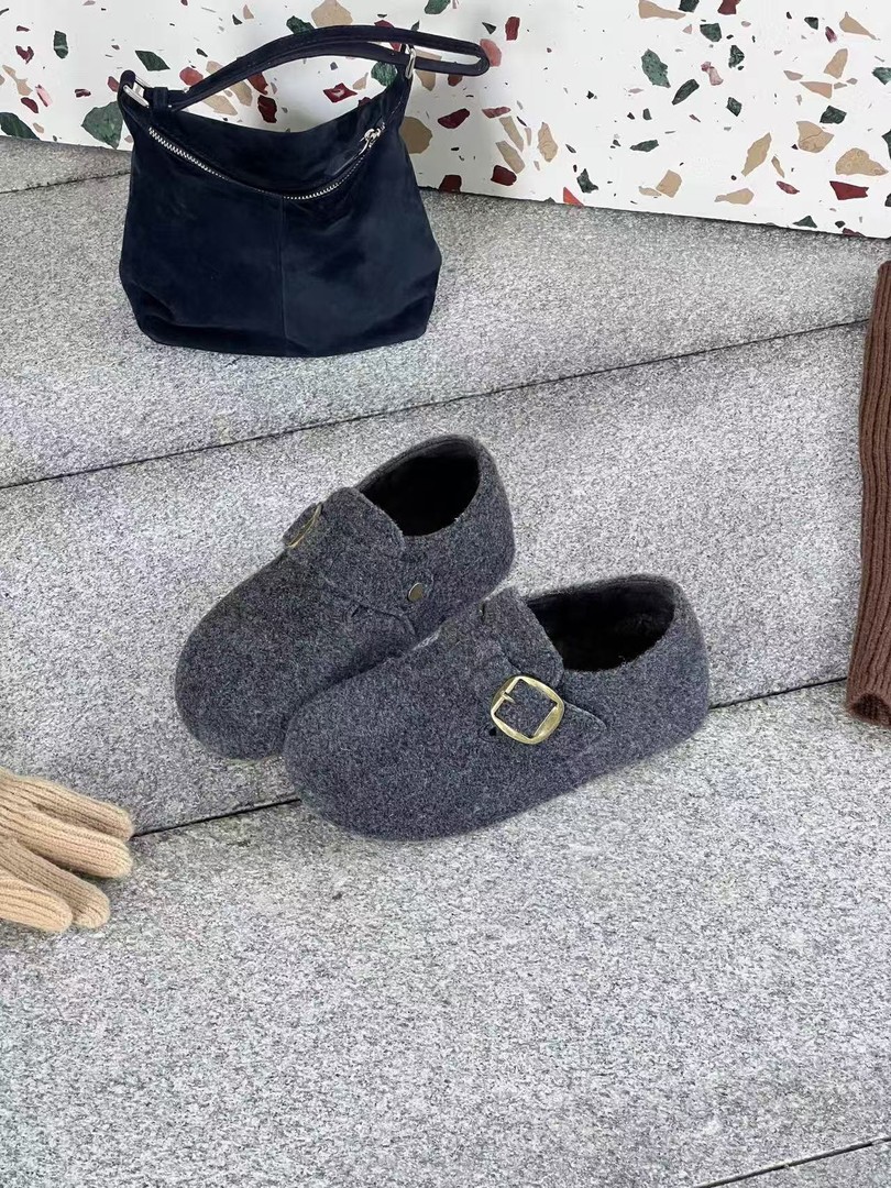 【毛呢博肯】厚底加绒毛呢博肯鞋主图