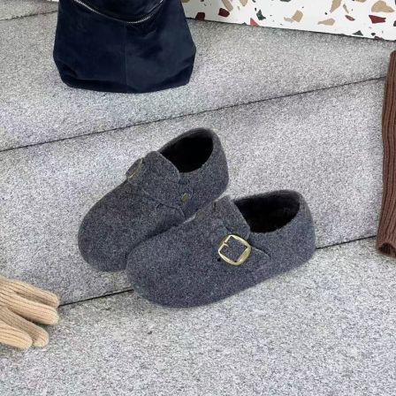 【毛呢博肯】厚底加绒毛呢博肯鞋