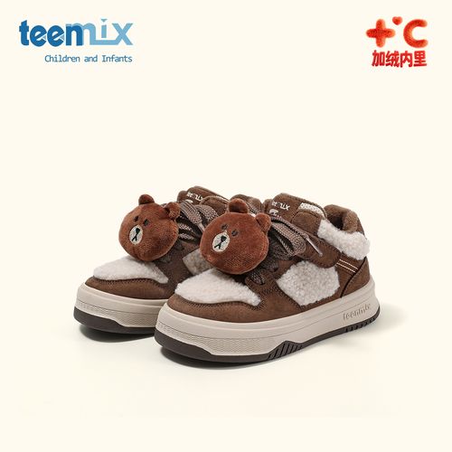 Teenmix/天美意拼色时尚休闲鞋系带圆头修面皮透气冬季厚款深口主图