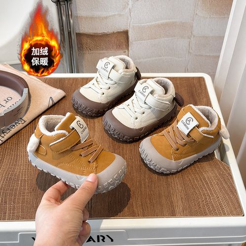 【现货秒发】冬季宝宝鞋子女宝学步鞋婴幼儿软底高帮棉鞋加绒保暖主图