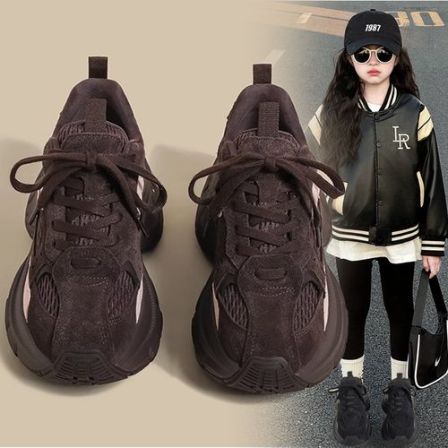 女童运动鞋2025秋冬新款二棉加绒儿童鞋子女孩中大童软底老爹跑鞋
