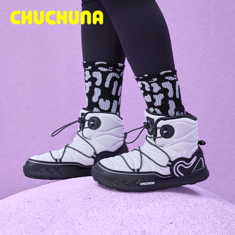 【超级88爆品日】CHUCHUNA丘丘纳25冬靴子加绒长筒靴亲子棉鞋防滑主图
