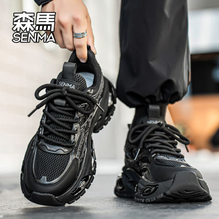 森马黑武士男鞋2025新款冬季软底跑步运动鞋男士百搭厚底老爹潮鞋