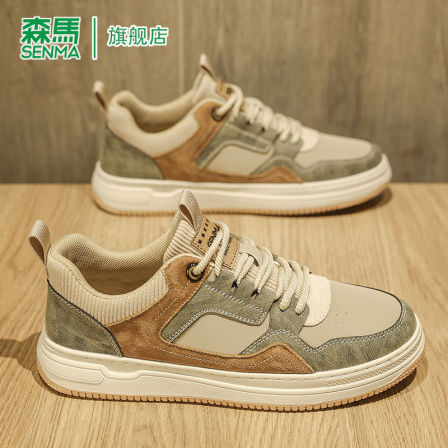 森马男鞋2025新款秋季复古运动休闲板鞋男士真皮轻便软底防滑潮鞋