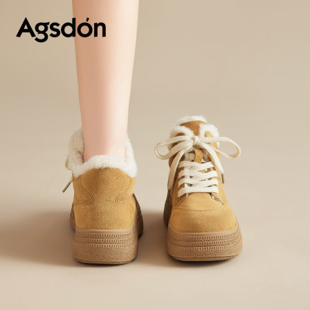 奥古狮登厚底雪地靴女2025新款冬季东北保暖短靴防水防滑软底棉鞋