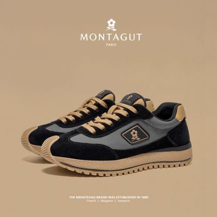 梦特娇男士鞋头层牛皮时尚休闲鞋百搭增高休闲舒适琥珀流光风男鞋