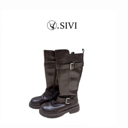 熙薇品牌2025冬季新款时装靴百搭新款时尚加绒长筒靴H6622