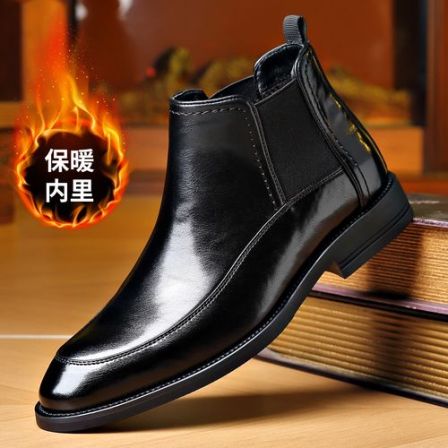 2025秋冬新品防滑保暖百搭款软皮软底商务时尚中邦男士牛皮切尔西