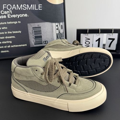 Foamsmile|  高帮冬季加绒干净男鞋潮2025学生运动潮流小众板鞋潮主图