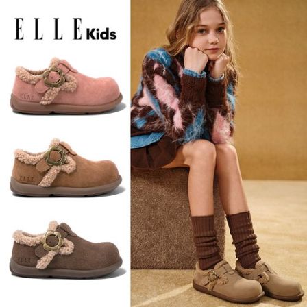 ELLEkids童鞋 加绒勃肯鞋女童2025秋冬新款儿童复古棉鞋二棉鞋子