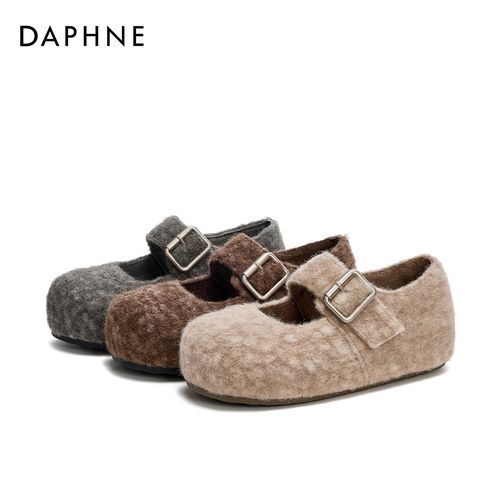 达芙妮新款慵懒风便捷魔术贴时尚百搭保暖舒适圆浅口玛丽珍单鞋主图