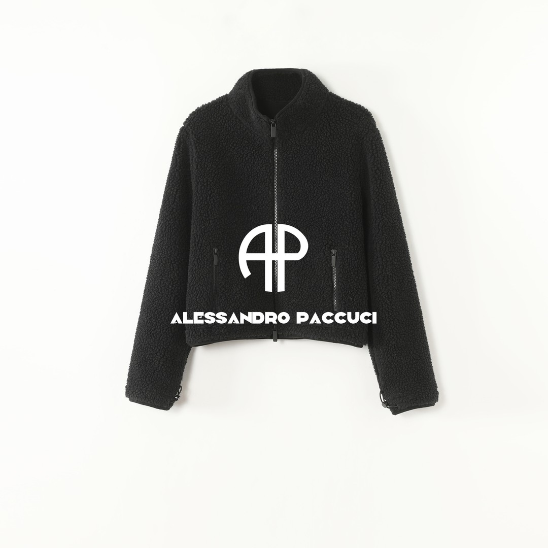 AP洛哥54192WT【夹心羊羔毛外套】绵羊毛双色夹花立领时尚休闲外套主图