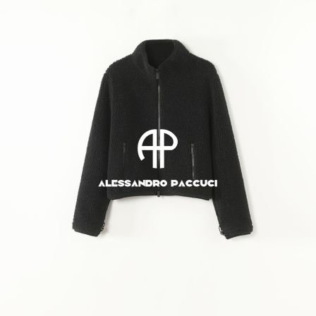 AP洛哥54192WT【夹心羊羔毛外套】绵羊毛双色夹花立领时尚休闲外套