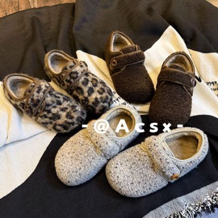 【阿茶】撞色毛毡~跟高3CM /2025秋冬新款加绒保暖厚底增高勃肯鞋女