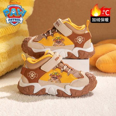 汪汪队童鞋2025秋冬新款百搭儿童运动鞋加绒加厚防滑耐磨男童棉鞋