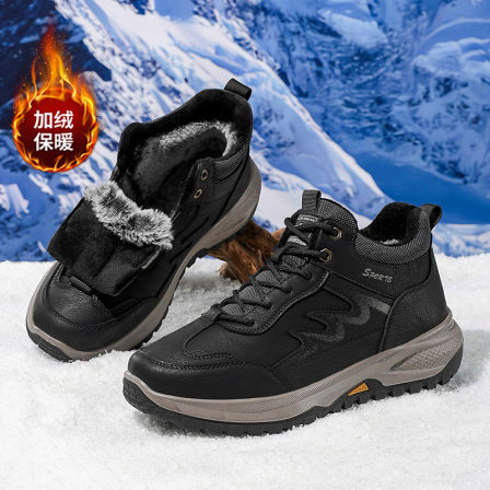 张凯丽东北高帮大棉鞋男款冬季加绒加厚爸爸中老年运动户外登山鞋