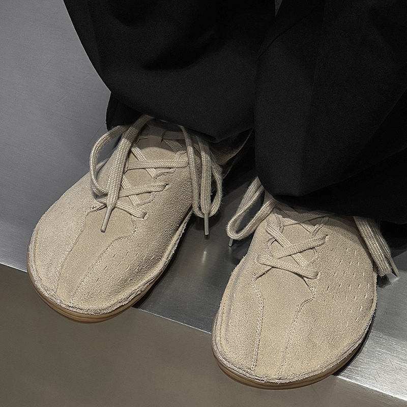 平底2025新款徒步舒适赤足鞋懒人极简复古德训鞋男士休闲皮鞋通勤主图