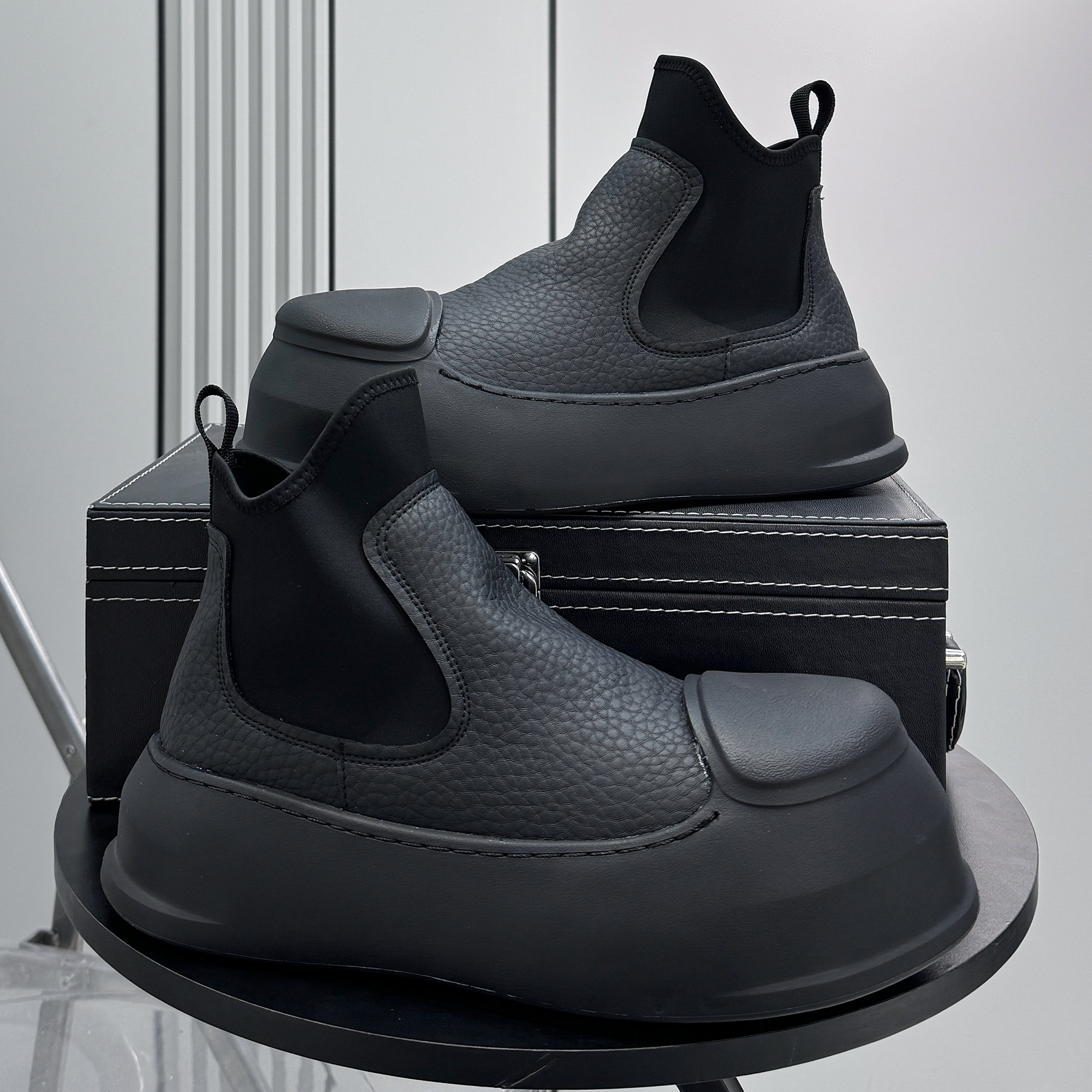 厚底大头马丁靴男高帮2025冬季新款超火切尔西靴子男士内增高短靴主图