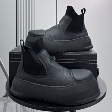 厚底大头马丁靴男高帮2025冬季新款超火切尔西靴子男士内增高短靴