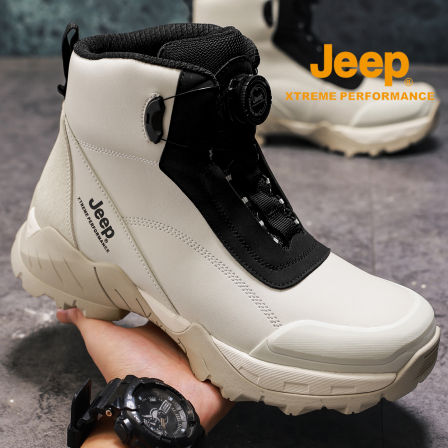 Jeep马丁靴男高帮冬季户外防滑徒步登山靴子男士防泼水休闲运动鞋