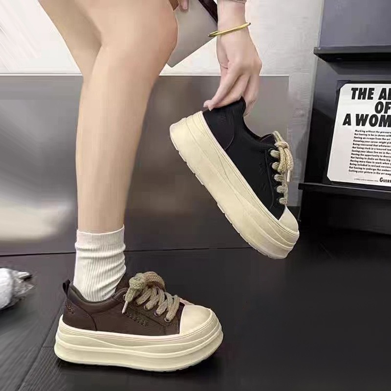 【香香严选】厚底小白鞋2025时尚百搭加绒休闲鞋L01-1 跟高5CM主图