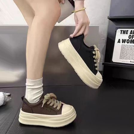 【香香严选】厚底小白鞋2025时尚百搭加绒休闲鞋L01-1 跟高5CM