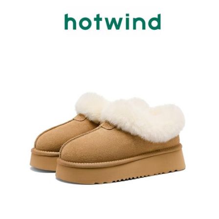 Hotwind/热风潮流百搭时尚休闲鞋25年新款加绒短筒雪地靴毛毛鞋