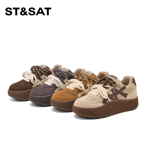 【臻选冬款】星期六加绒厚底时尚德训鞋2025冬季新款百搭增高板鞋女主图