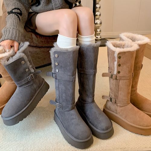 现货-【Ginger's】厚底两穿长筒靴女2025冬季加绒保暖增高雪地靴主图