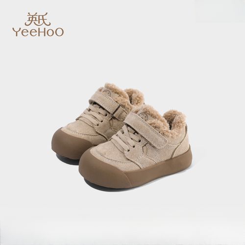 英氏童鞋儿童二棉鞋冬季新款加绒女童毛毛鞋男童保暖板鞋宝宝鞋子主图