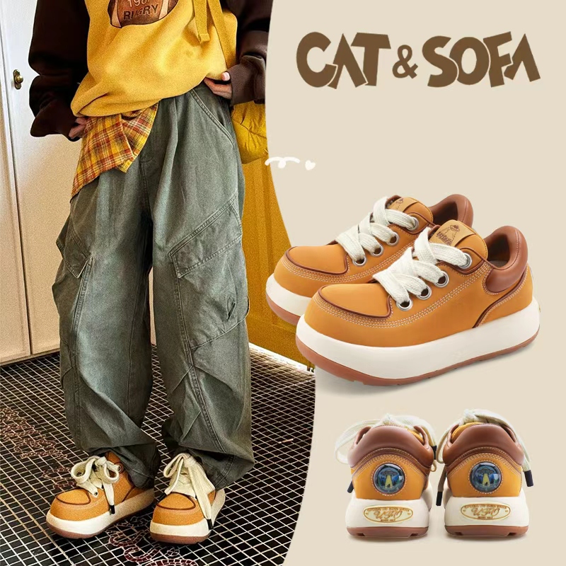 【UFO系列】猫与沙发/黄色袋鼠鞋Q版丑萌大头鞋厚底情侣低帮板鞋主图