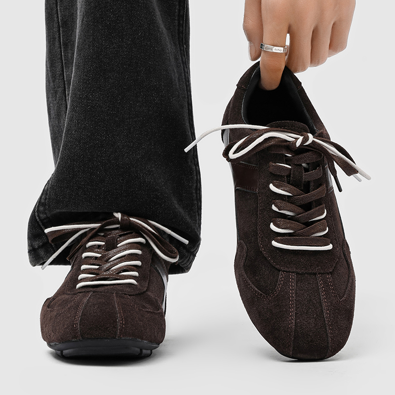 cleanfi极简老钱风德训鞋男士棕色翻毛皮鞋运动阿甘鞋拳击训练鞋主图